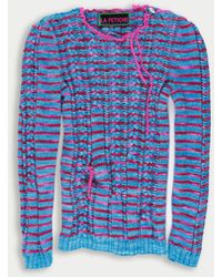 La Fetiche - Ivy Handknitted Striped Cable Sweater - Lyst