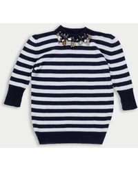 La Fetiche - Carli Striped Short Sleeve Embellished Sweater - Lyst