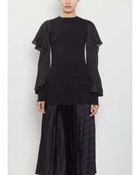 Sacai - Satin X Cotton Knit Pullover - Lyst
