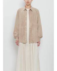 Lauren Manoogian - Suede Paneled Shirt - Lyst