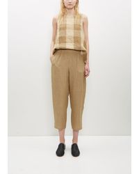Apuntob - Chambray Linen Cropped Tapered Pants - Lyst