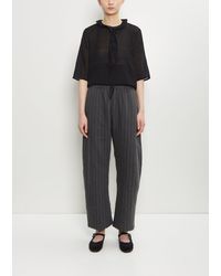 Apuntob - Linen Wool Stripe Wide Pull On Pant - Lyst