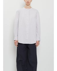 MHL by Margaret Howell - Long Collarless Cotton Shirt — Pebble - Lyst