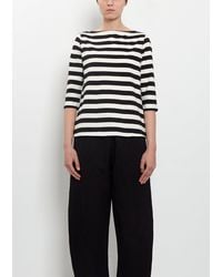 Apuntob - Cotton Striped Jersey 3/4 Sleeve Tee - Lyst