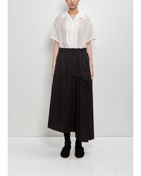 Y's Yohji Yamamoto - Cotton Tucked Asymmetry Skirt - Lyst