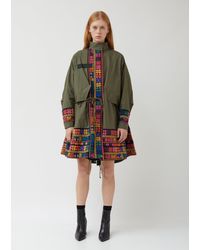 Sacai Oxford X Floral Stripe Embroidery Coat - Multicolour