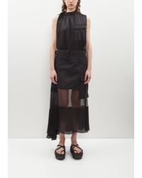 Sacai - Cotton And Organdy Asymmetric Dress - Lyst