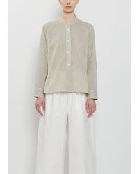 Margaret Howell - Collarless Cotton Silk Shirt - Lyst