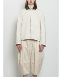 Lemaire - Leather Collar Cotton Twill Blouson - Lyst