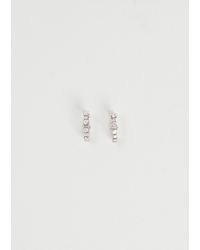 Ileana Makri - White Diamond Rivulet Spread Oval Hoops - Lyst