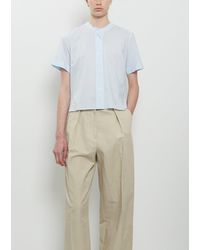 Margaret Howell - Short Sleeve Collarless Cotton Shirt - Lyst