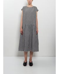 Apuntob - Linen Vichy Check Gathered Dress - Lyst
