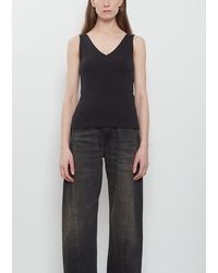 6397 - Ribbed Cotton V-tank - Lyst