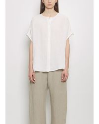 Apuntob - Linen Collarless Button Down Top - Lyst