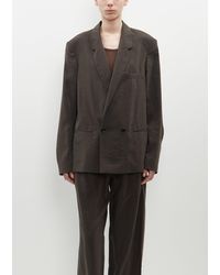 Lemaire - Silk Blend Double Breasted Jacket - Lyst