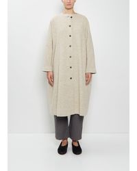 Apuntob - Wool Cotton Collarless Coat - Lyst