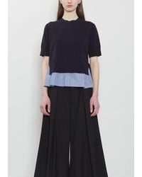 Sacai - Poplin X Cotton Knit Pullover - Lyst