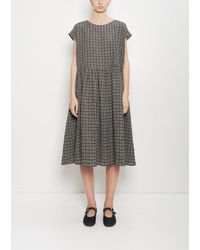 Apuntob - Linen Tartan Pleated Waist Dress - Lyst