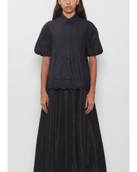 Simone Rocha - Cropped Pull Sleeve Lace Trim Shirt - Lyst