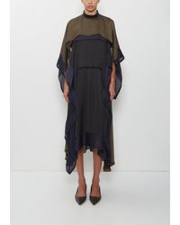 Sacai - Satin X Chiffon Dress - Lyst