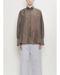 Carven - Silk Blend Taffeta Button Up Shirt - Lyst