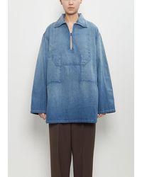 AURALEE - Faded Light Denim Selvedge Pullover Shirt - Lyst