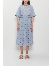 Antipast - Trim Detail Embroidery Cotton Dress - Lyst