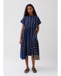 Péro Striped Short Sleeved Dress - Blue