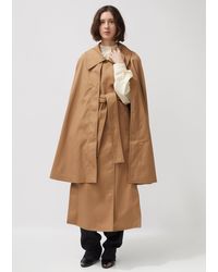 Lemaire Double-breasted Twill Trench Cape - Brown