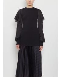 Sacai - Satin X Cotton Knit Pullover - Lyst