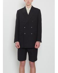 AURALEE - Wool Cotton Linen Ox Double-breasted Jacket - Lyst