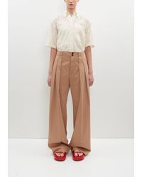 Plan C - Stretch Cotton Pleated Trousers - Lyst