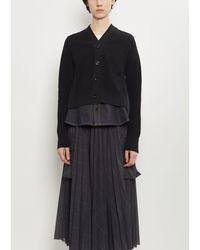 Sacai - Denim X Knit Cardigan - Lyst