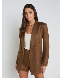 L'Agence - Jayda Linen-Blend Blazer - Lyst