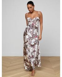 L'Agence - Robe De Soirée En Soie Sayla, Blanc À Imprimé Jungle Papillons Coloré - Lyst