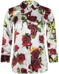 L'Agence - Chemisier En Soie Dani, Blanc Avec Un Imprimé Roses Rouges Romantique - Lyst