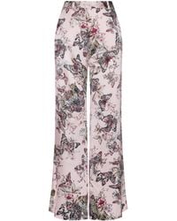 L'Agence - Pantalon Ample En Soie Pilar, Rose Pâle À Imprimé Jungle Papillons Coloré - Lyst