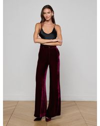 L'Agence - Pantalon Ample En Velours Pilar, Bordeaux Foncé - Lyst