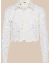 L'Agence - Seychelle Lace Cropped Blouse - Lyst