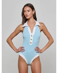 L'Agence - 'Agence Natalya Collared One-Piece Swimsuit - Lyst