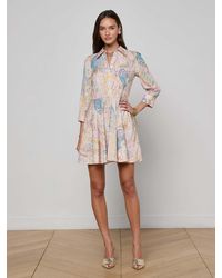 L'Agence - Robe Chemise Courte Meadow, Motif Cachemire Multicolore Style Western - Lyst
