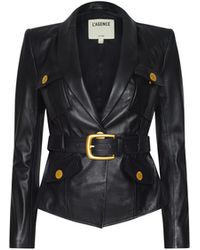 L'Agence - Wisteria Leather Blazer - Lyst