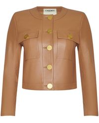 L'Agence - Deidra Cropped Leather Jacket - Lyst