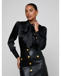L'Agence - Chemisier En Soie Honey, Noir - Lyst
