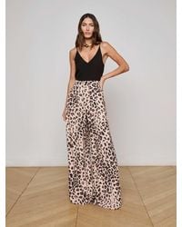L'Agence - Pantalon Large En Tissu Plissé Nova, Avec Imprimé Léopard Ikat - Lyst