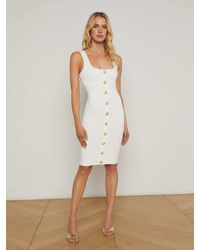 L'Agence - Robe En Maille Soleil, Ivoire/Doré - Lyst