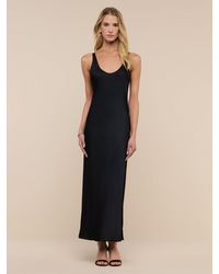 L'Agence - Robe Longue En Satin Akiya (Noir) - Lyst