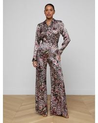 L'Agence - Pilar Silk Wide-Leg Pants - Lyst