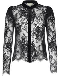 L'Agence - Dorothea Velvet Lace Blouse Top - Lyst