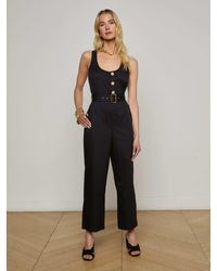 L'Agence - Combinaison En Popeline Branca, Noir - Lyst